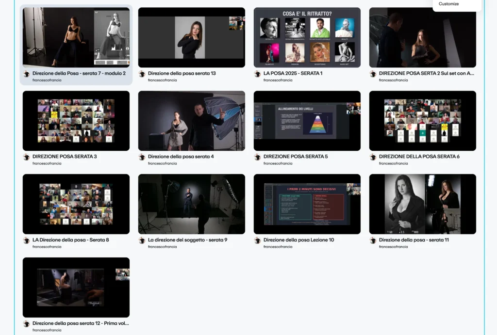 Corso sulla direzione della Posa nella fotografia di ritratto moda e glamour, con Francesco Francia in diretta da set reali Accademia della Luce