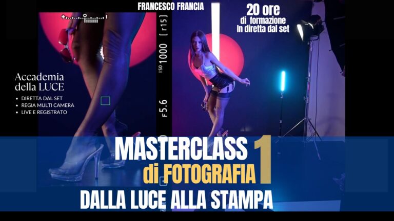 Corso on line di livello avanzato per illuminotecnica e comunicazione visiva in diretta da set reali sempre registrati