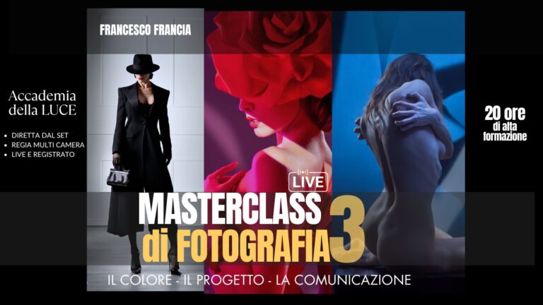 Master di illuminotecnica e fotografia avanzata n 3 con Francesco Francia - corso on line in diretta da set reali