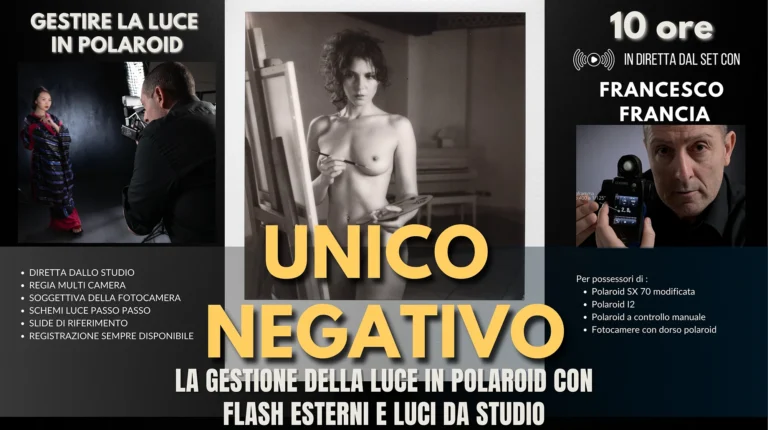 Unico Negativo, il corso per imparare a gestire la luce in polaroid con flash esterni e luci continue per il ritratto in studio e ambientato