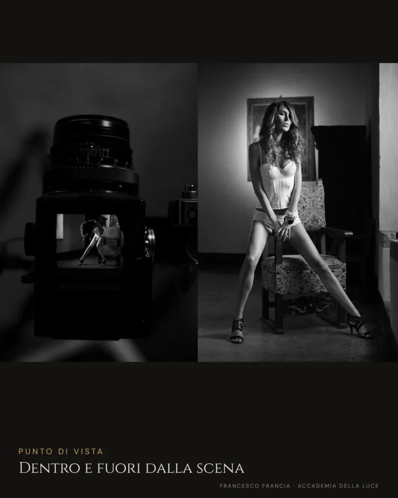 modella in posa fashion moda bianco e nero elementi di comunicazione visiva in fotografia corso di comunicazione visiva di Francesco Francia fotografo professionista